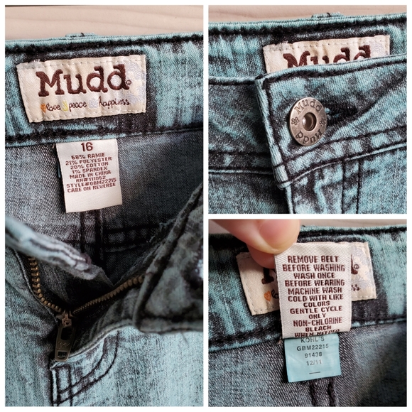 MUDD Turquoise Acid-Wash Frayed Hem Skater Bermuda Shorts - Picture 3 of 14